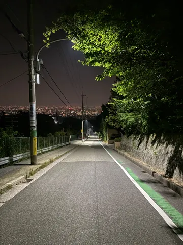 夜景へ続く坂道、灯りが誘う