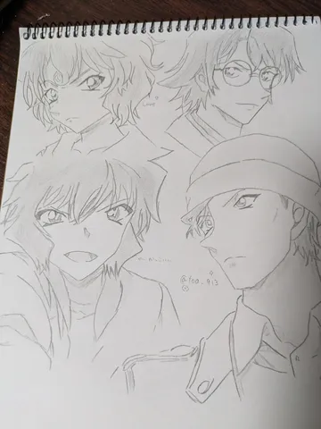 鉛筆で描かれた４人のイケメン