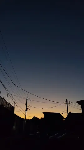 夕暮れの影と電線