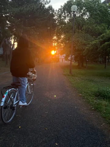 夕暮れ時の自転車散歩