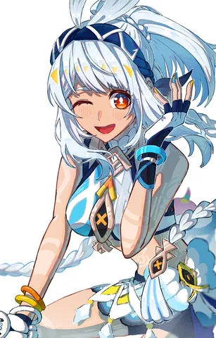 白と青のきらめきポーズ
