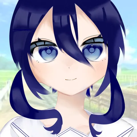 碧眼の少女、草原に立つ