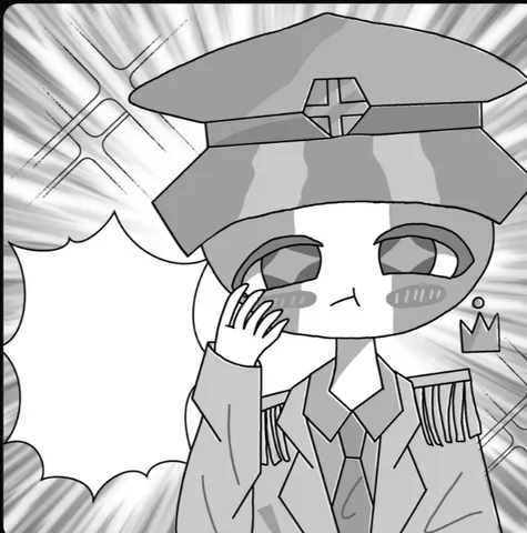 軍服キャラの照れ顔