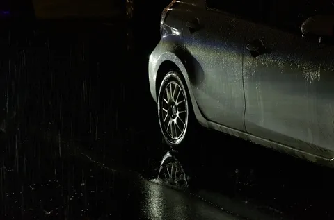 雨に濡れる車の横顔