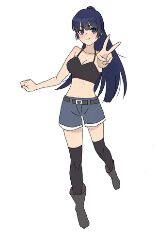 ピースサインがキュートな日常着