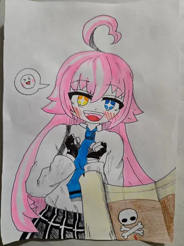 ピンク髪のほっこり笑顔