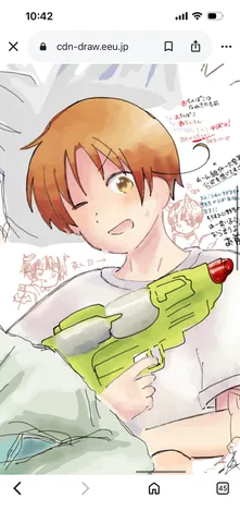 水鉄砲で遊ぶ？少年！