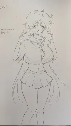 セーラー服でピースサイン