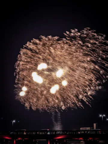 夜空に咲く花火の群れ
