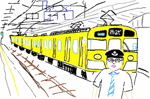 手描きタッチが魅力の黄色い列車