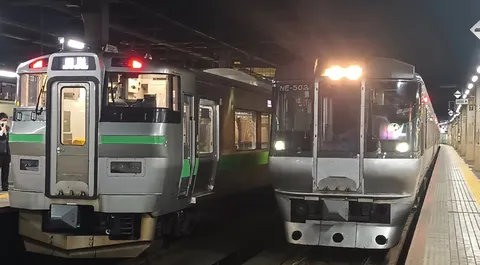 並走する列車の表情