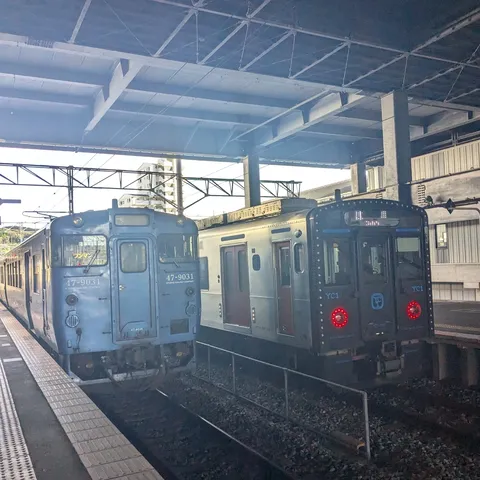並走する列車の光景