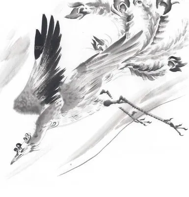 墨絵の躍動感、不死鳥の飛翔