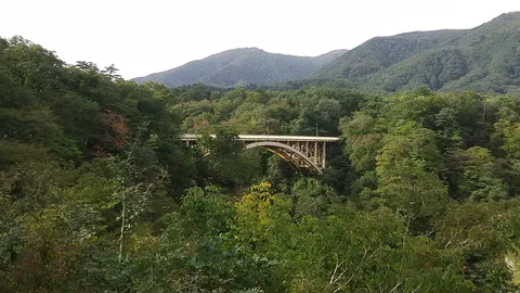 深緑に映えるアーチ橋