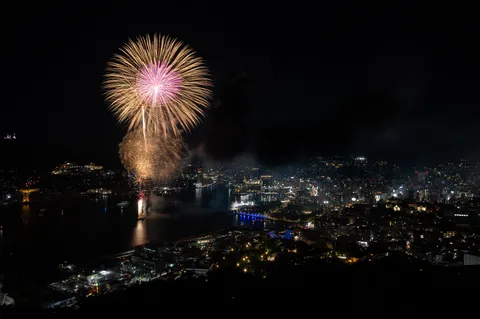 夜景をほどく大輪の光