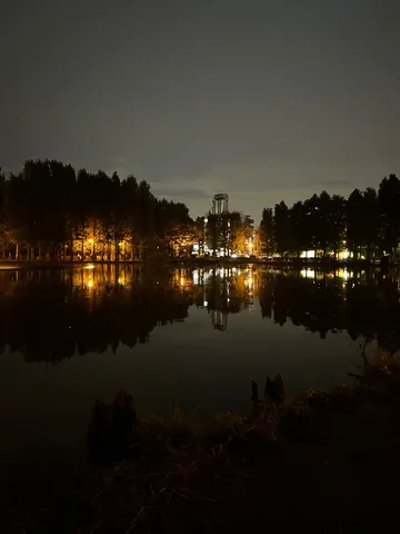夜の静寂、水面の反射