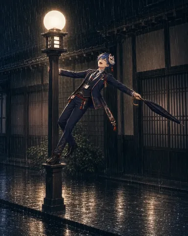 街灯の下、雨に唄えば
