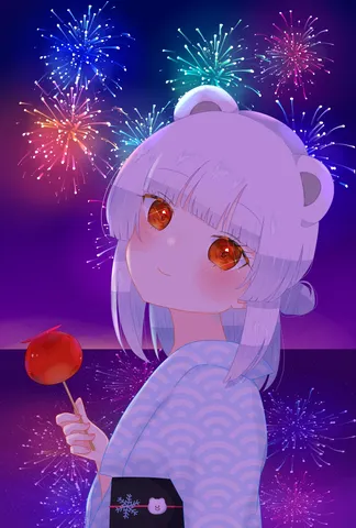りんご飴と花火、夏祭りの甘い夜
