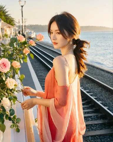 夕景と薔薇が紡ぐ時間