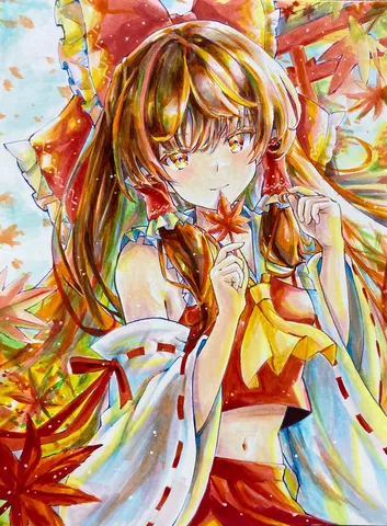紅葉が舞う水彩の秋