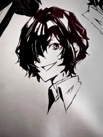 黒髪の微笑みが浮かぶ影絵