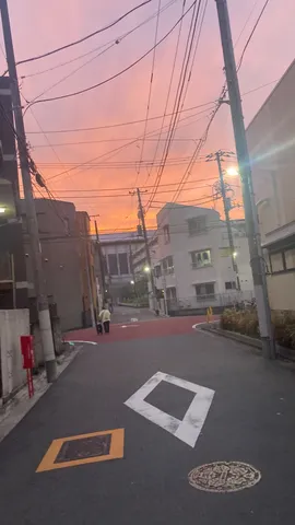夕焼けと電線のアーバンロード