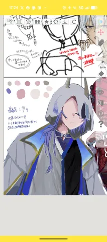制作途中のキャラクターイラスト