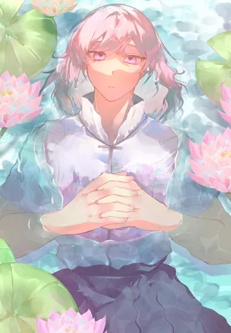 蓮に囲まれた水辺の静謐