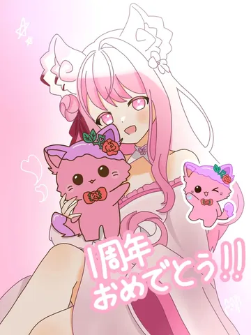 桜色の世界で、猫ちゃんと。