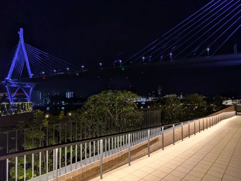 紫に輝く夜景テラス