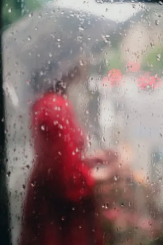 雨粒越しの赤い世界