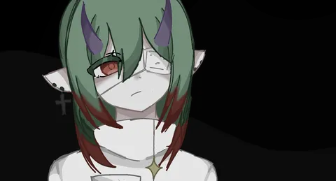 静謐なる闇と緑の髪影