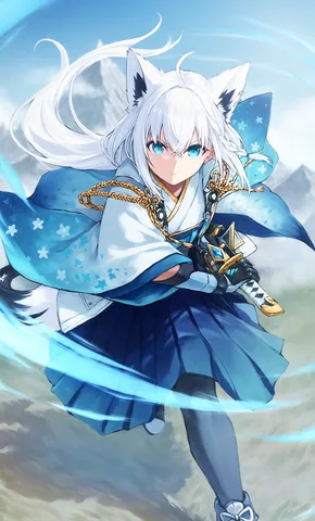 風を駆ける白髪の狐姫