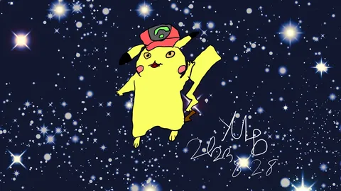 宇宙を駆けるキャップピカチュウ