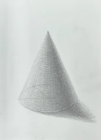 光と影で描く円錐の立体感