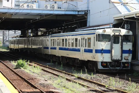 昼下がりの影を走る列車