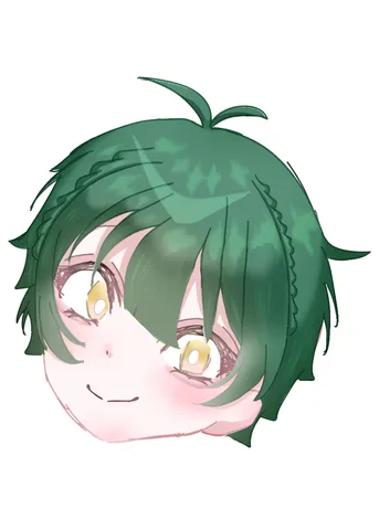 緑髪と金色の瞳の微笑み