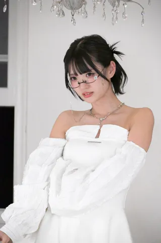 chandeliers and a white dress