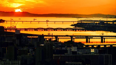 明石海峡夕景色