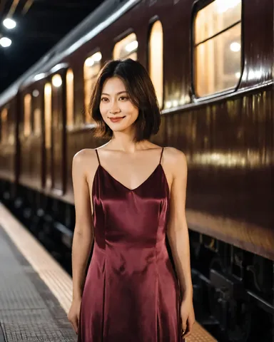 列車と艶やかなドレスの夜