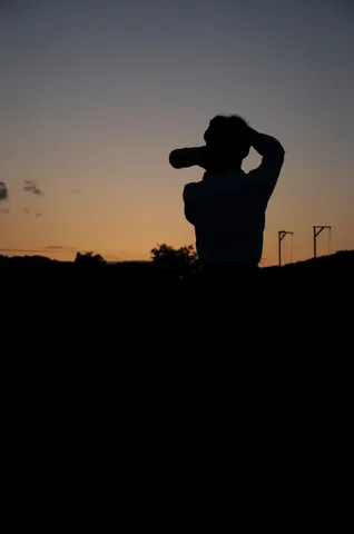 夕暮れの撮影者