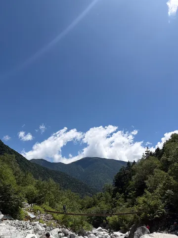緑深き山道、吊り橋を渡る冒険