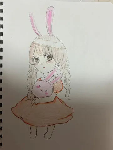 うさ耳少女のぬいぐるみ抱っこ