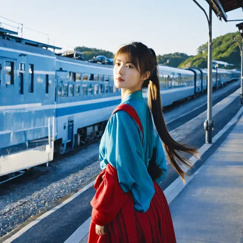 列車と風に揺れる影