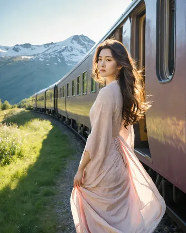 山影を走る光の列車