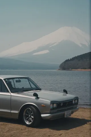富士を望む、旧車の佇まい