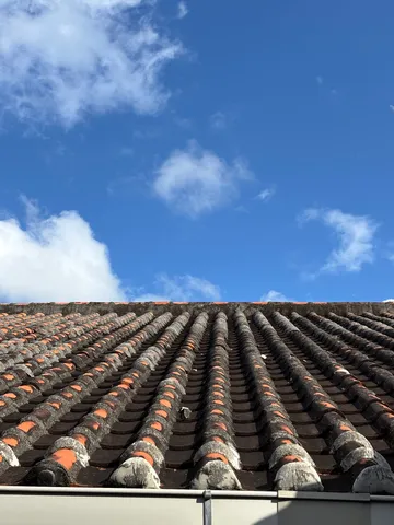 青空と瓦屋根のコントラスト