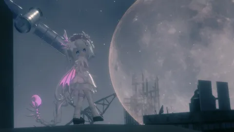 月夜に佇む神秘的な少女