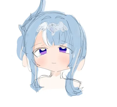 幻想的な水色ヘアーの微笑み