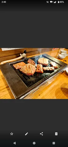 網の上で焼ける至福の肉
